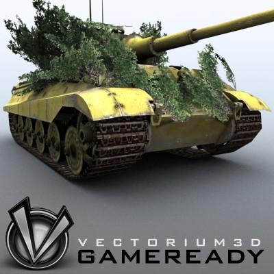 3D Model of Game Ready Low Poly King Tiger model - 3D Render 4